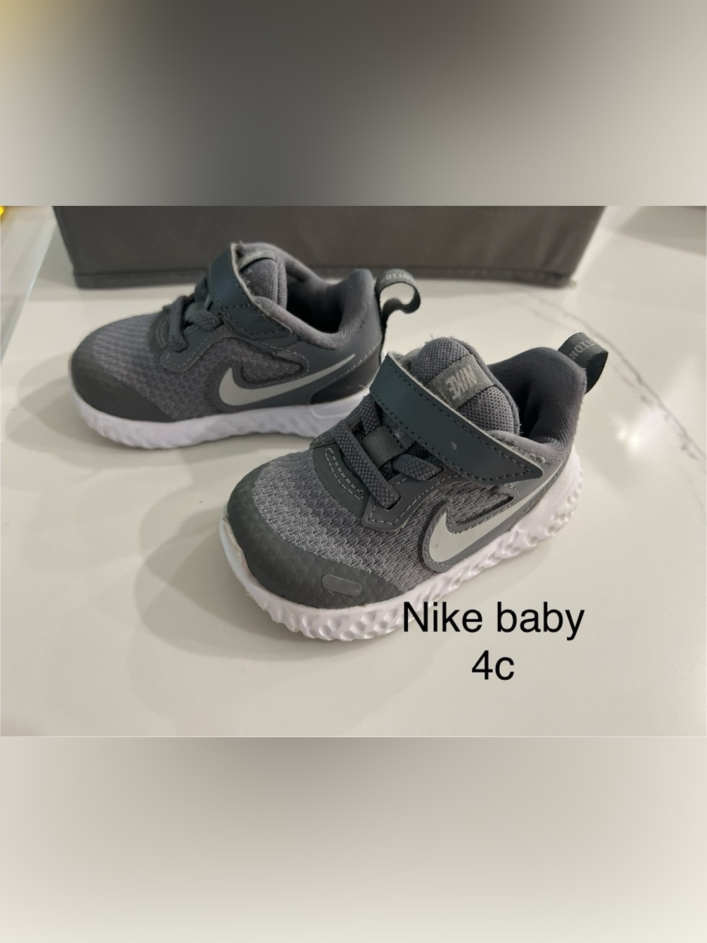 Nike Baby Toddler Gray and White Athletic Sneakers- 4c